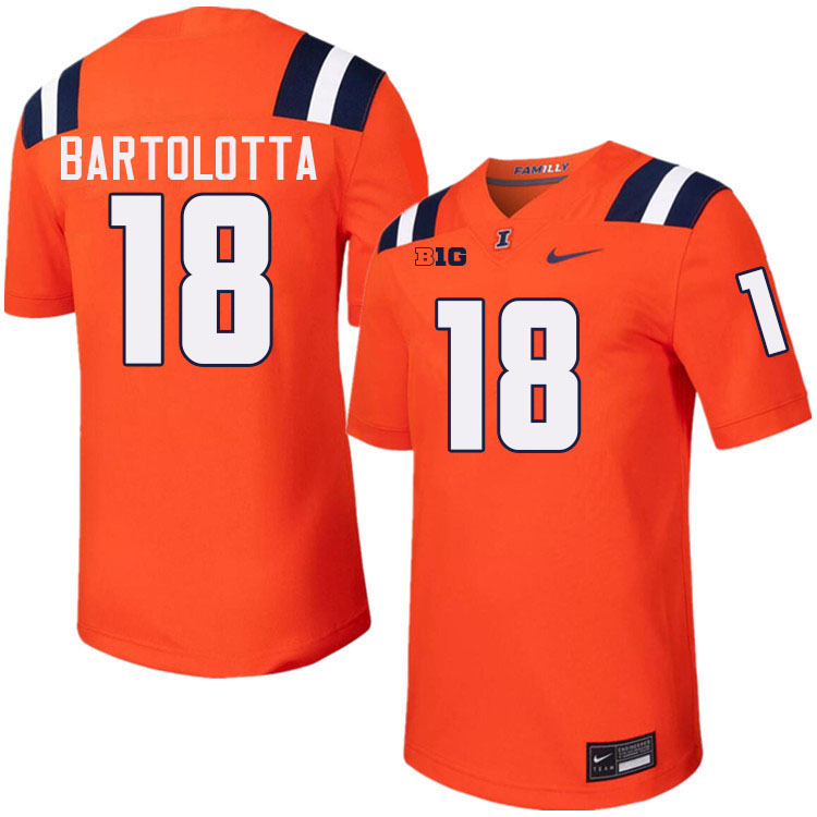 Men #18 Michael Bartolotta Illinois Fighting Illini College Football Jerseys Stitched-Orange